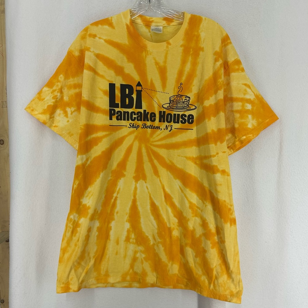 LBI Pancake House NJ Tie Dye T Shirt Unisex Large Orange